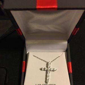 Lab created white sapphire cross